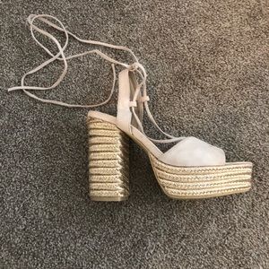 Rebellious fashion rose gold platform tie heels